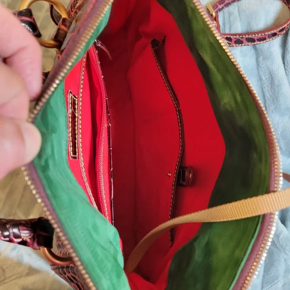 Dooney & Bourke Croco Fino Small Leather Satchel Bordeaux ~ Stunning! FINAL! - Picture 12 of 16